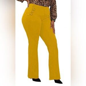 DGD DGD Wrinkle-Free Stretch Dress Pants Plus Size for Women Pull-on Pant gold